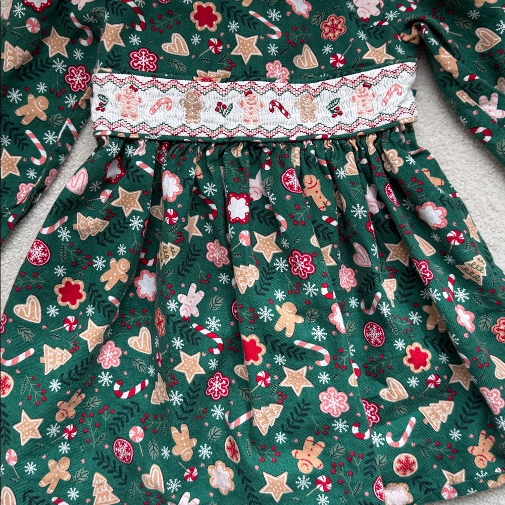 Bonnie Jean Christmas Smocked Dress with White Collar - Picture 3 of 5